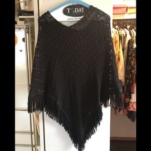 Black crochet poncho
